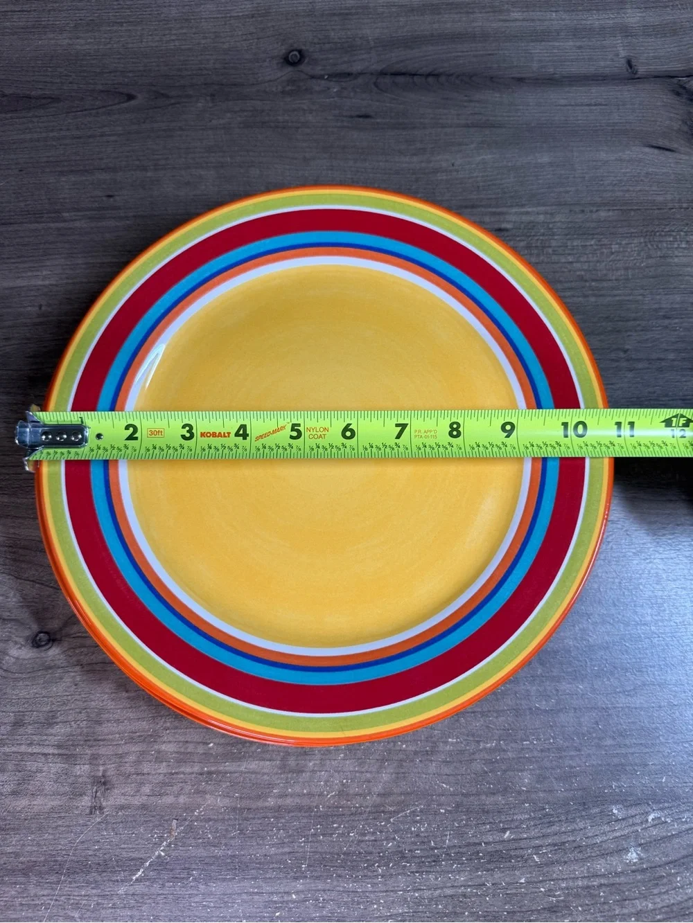 (4) Pier 1 Imports Summer Stripes Ironstone Colorful Dinner Plates 10.75”